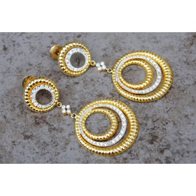 Two Tone American Diamond Earrings